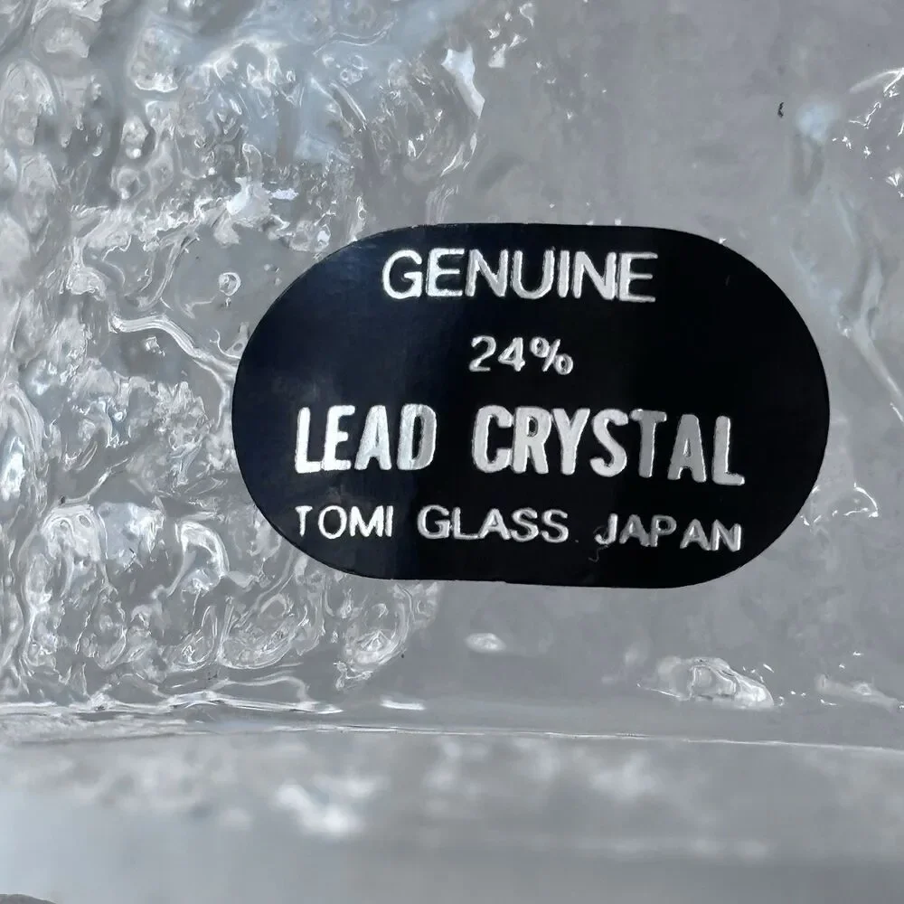 Vintage 70’s Lead Crystal Candle Votives Ice Cube Tomi Glass Japan Set Of 3